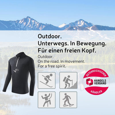 Black Crevice Herren Ski-Rolli mit Reissverschluss I Herren-Langarm-Funktionsshirt I Herren-Funktion