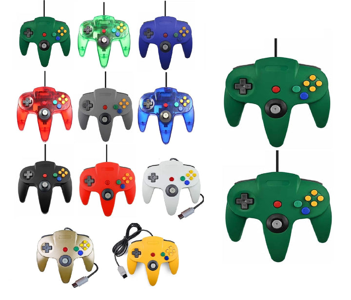 2 Controller Für Nintendo 64 N64 Farbe nach Wahl Kabelgebunden Gamepad Joypad (2X Grün), 2x Grü