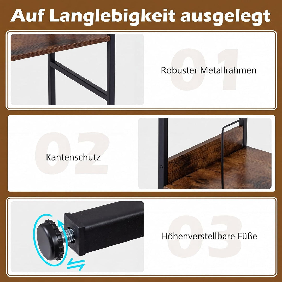 COSTWAY Plattenspieler Ständer mit Ladestation, Schallplattenregal mit 3 Haken und Aufbewahrungsfach