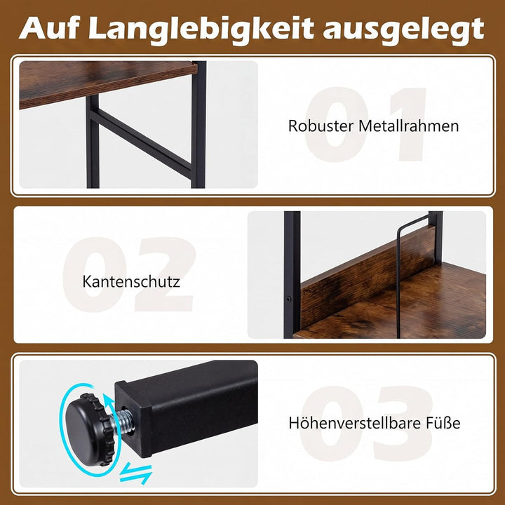 COSTWAY Plattenspieler Ständer mit Ladestation, Schallplattenregal mit 3 Haken und Aufbewahrungsfach