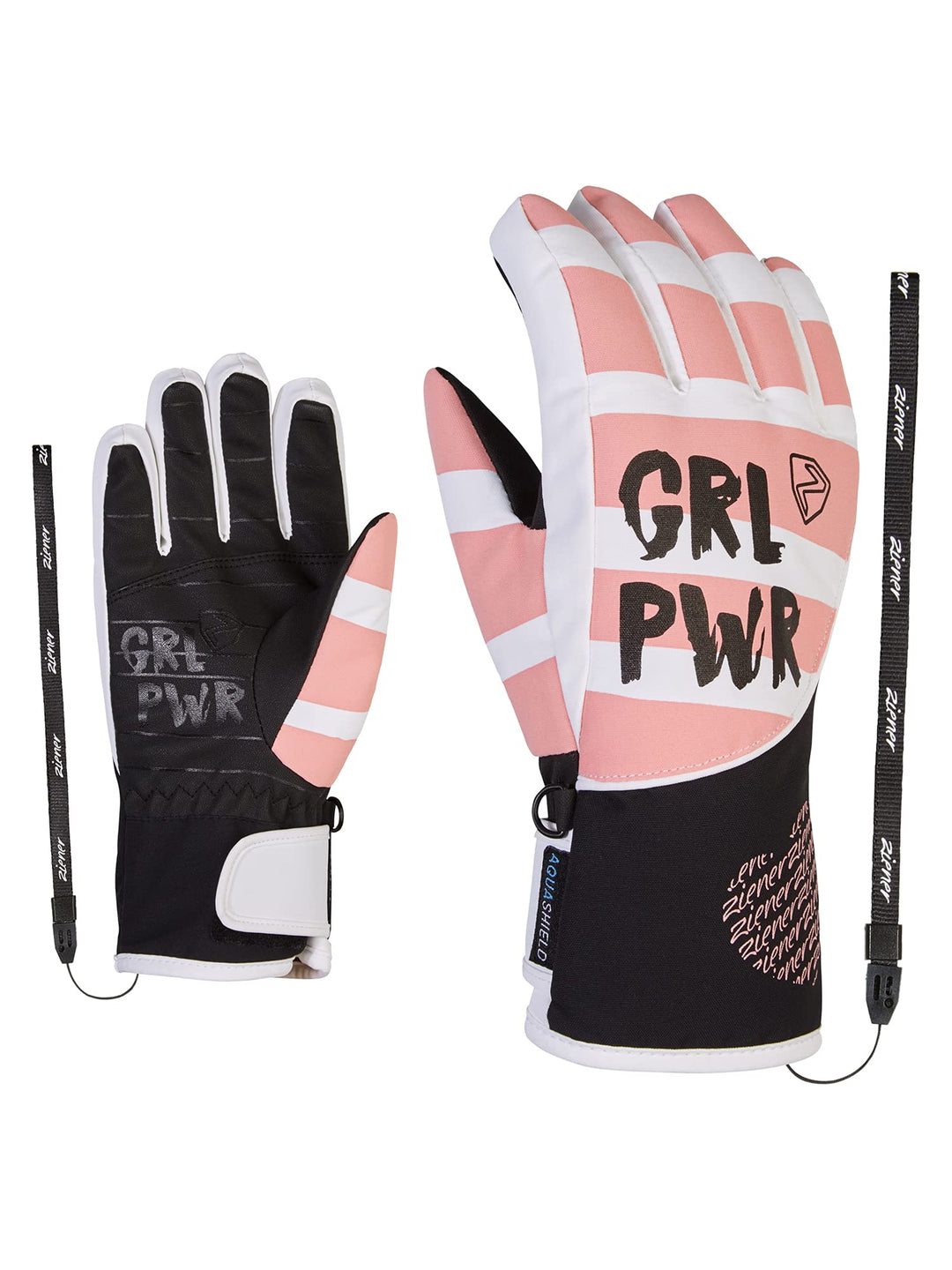 Ziener Mädchen Liwa Ski-Handschuhe/Wintersport | wasserdicht, Primaloft 3 white.fading rose, 3 white