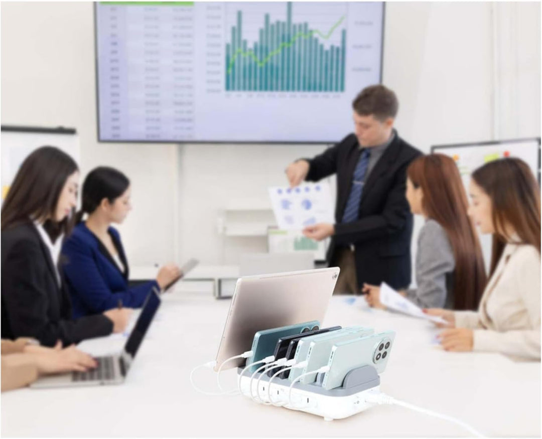 Manhattan 102766 Organizzatore Per Stazioni Di Carica Bianco, Grigio (charging Station 10 Port UsB-C