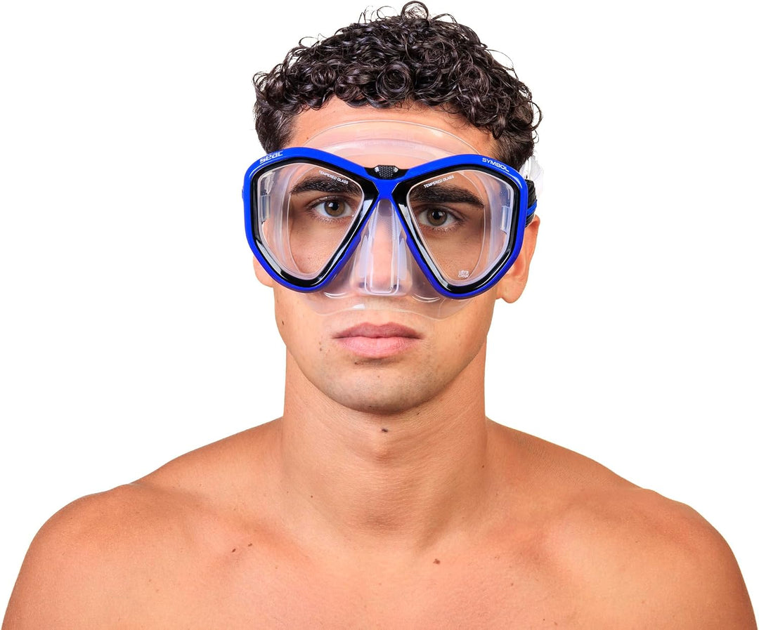 Seac Unisex-Adult Symbol Made in Italy Zweiglas-Tauchmaske mit Einer 3D-Schnalle direkt am Maskenkör