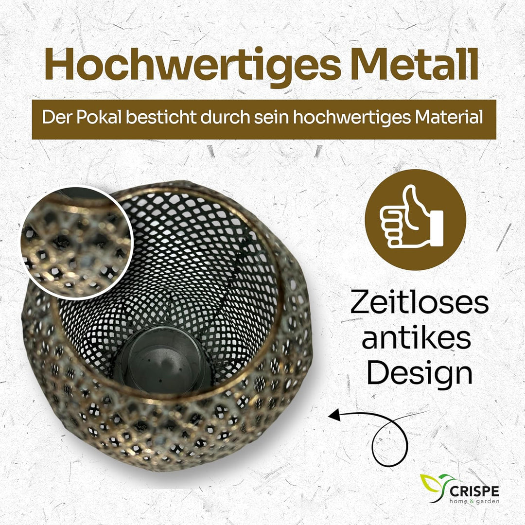 Crispe Home & Garden | orientalisches Windlicht aus Metall | Laterne Madras | Türkis/Gold | Höhe 28