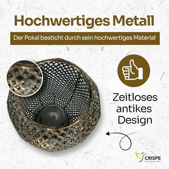 Crispe Home & Garden | orientalisches Windlicht aus Metall | Laterne Madras | Türkis/Gold | Höhe 28