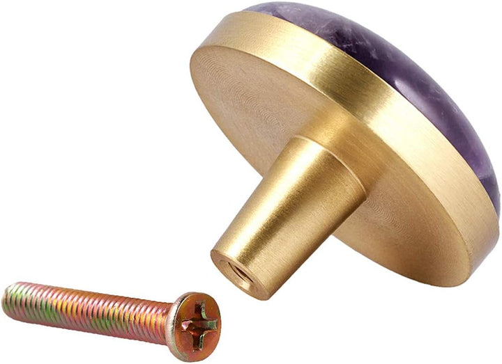 mookaitedecor Satz von 4 Amethyst runden Schubladenknopf 32mm Kristall Stein Kabinett Knopf zieht Gr