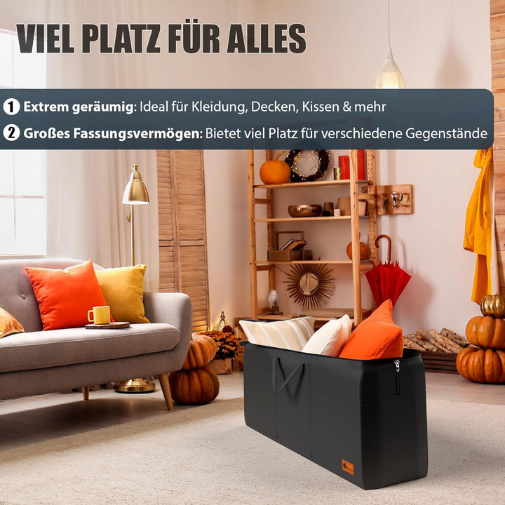 2 Stück Extra Grosse Aufbewahrungstasche 100×55×35 cm – Faltbare Tragetasche mit Reissverschluss – R