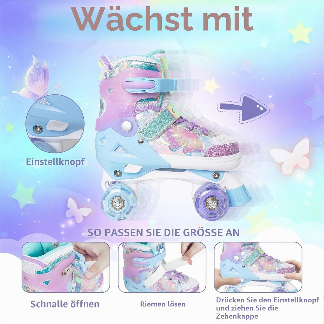 Nattork Kinder Rollschuhe, Rollschuhe Mädchen mit 4 Grössen Einstellbare, Rollschuhe für Mädchen Anf