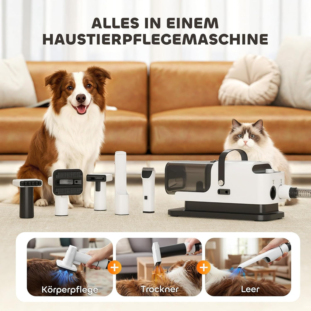 PawHut Hundeschermaschine leise Schermaschine mit 5 Pflegewerkzeugen Einstellbarer Windgeschwindigke