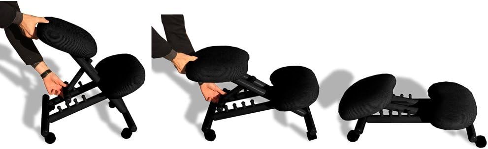 cinius Ergonomischer Stuhl Orthopädischer Kniestuhl Computerstuhl Kniehocker Stoff Schwarz Farbe, Sc