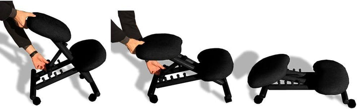 cinius Ergonomischer Stuhl Orthopädischer Kniestuhl Computerstuhl Kniehocker Stoff Schwarz Farbe, Sc