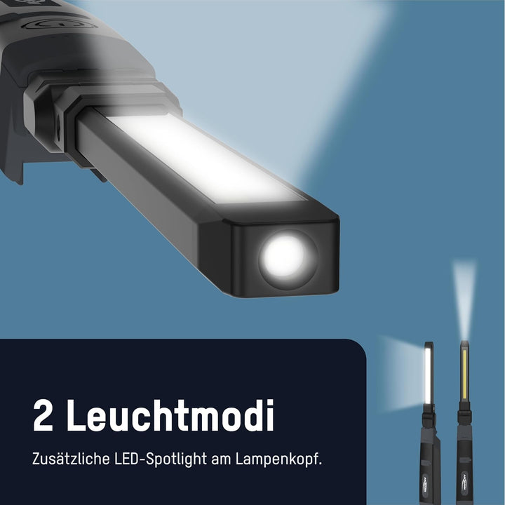 ANSMANN LED Inspektionsleuchte mit 500 Lumen - Arbeitsleuchte kabellos, flexibel & magnetisch - 5W F