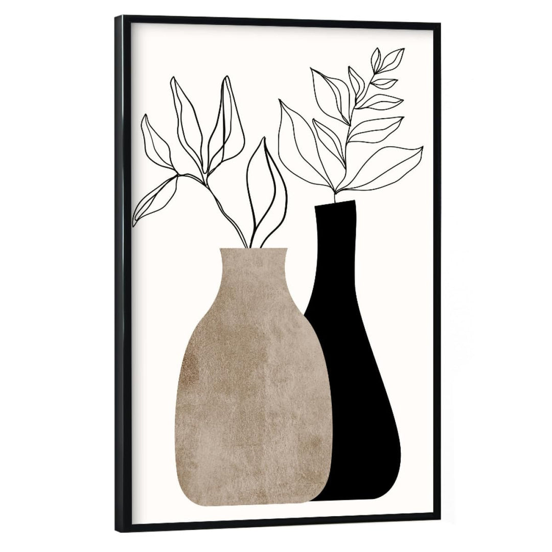 artboxONE Poster mit schwarzem Rahmen 45x30 cm Floral Gris En Gris - Bild vase abstrakt Blumen 45x30