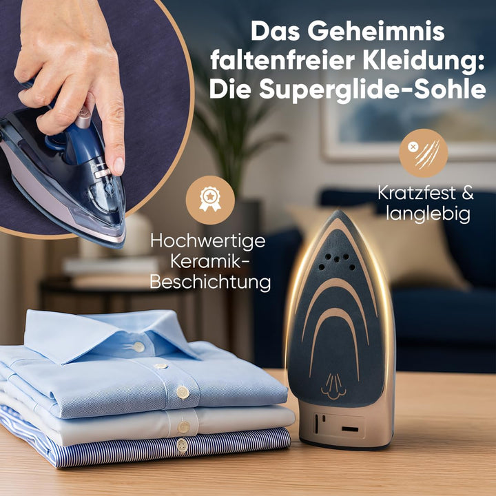 ProfiCare® Reisebügeleisen | Mini Bügeleisen mit klappbarem Griff | 800W | Keramiksohle | 40ml Wasse