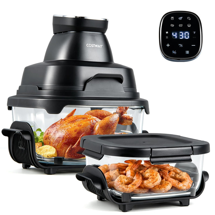 COSTWAY Air Fryer tragbar Glas Heissluftfritteuse 4 L/1,7 L, 6 in 1 Airfryer | Heissluftfrittieren &