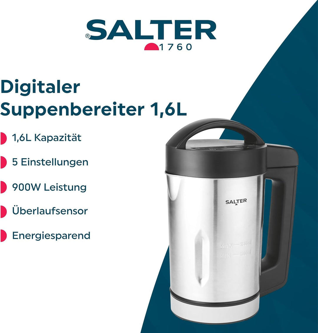 Salter Digitaler Suppenmacher - 1,6L, Mixen von stückiger & glatter Suppe, ideal für Grosskochungen,