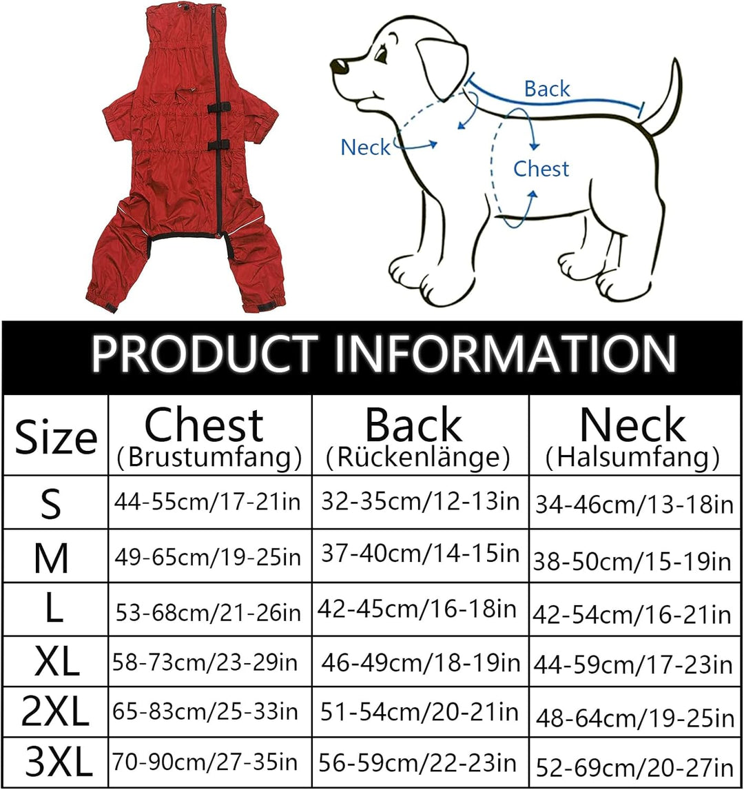 Geyecete -Regenmantel für hunde mit vier Beinen,Hunde Regenjacken Hosenanzug mit Geschirr loch, refl