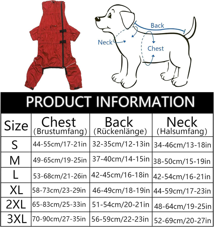 Geyecete -Regenmantel für hunde mit vier Beinen,Hunde Regenjacken Hosenanzug mit Geschirr loch, refl