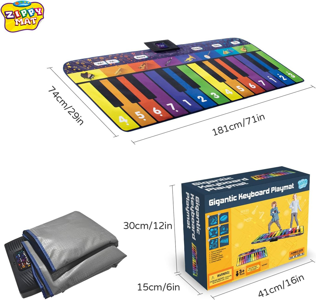 Klaviermatte für Kinder, riesige musikalische Keyboard-Bodenspielmatte, 8 Instrumente, inkl. Liederb