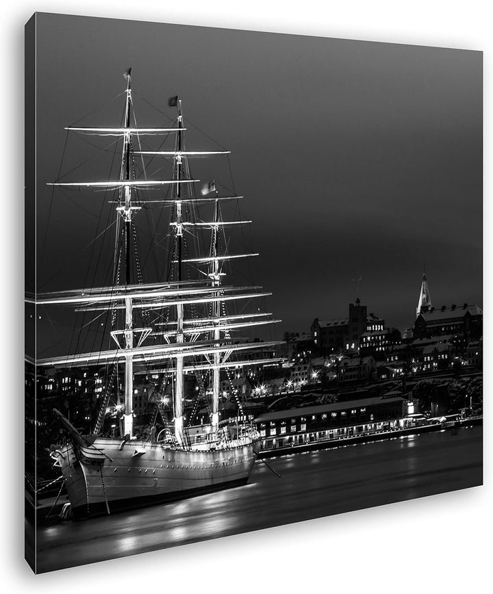 deyoli Segelboote im Hafen von Stockholm Format: 70x70 Effekt: Schwarz&Weiss als Leinwandbild, Motiv