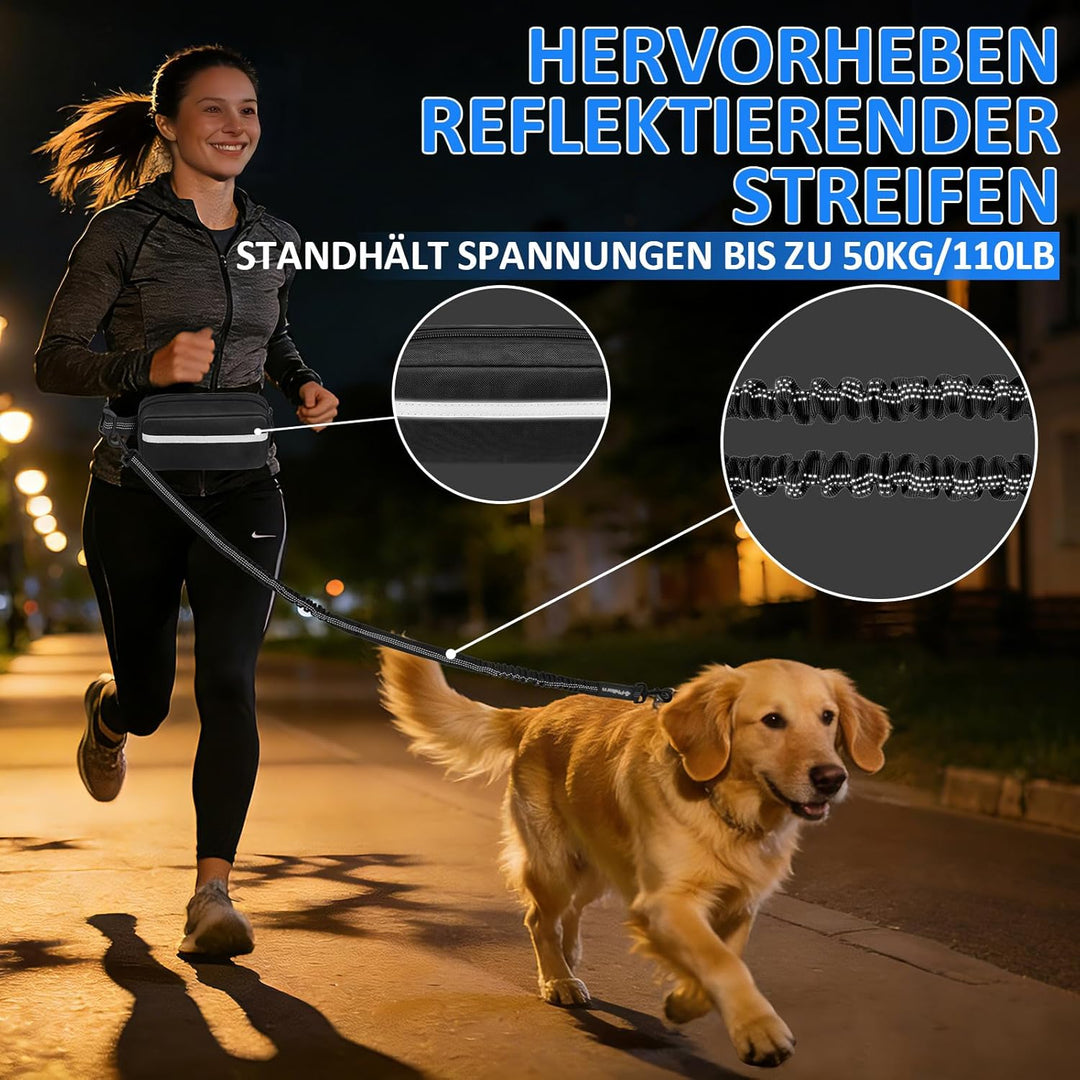 Philorn Joggingleine Hunde, Freihändig Laufleine für Hunde, Bauchgurt Hundeleine zum Joggen Laufen W
