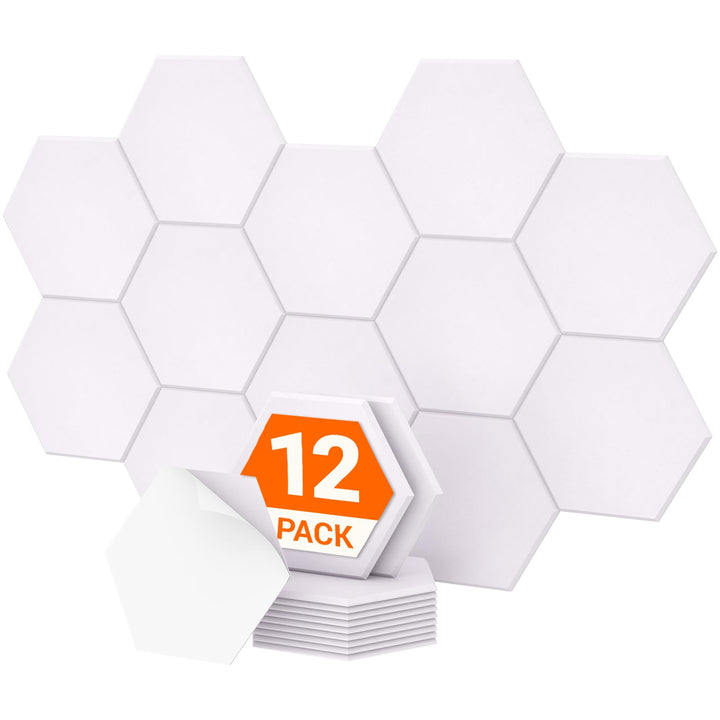 TONOR 12 Stück Hexagon Akustikplatten selbstklebend, Schallabsorber Schallschutz mit Hochdichte Wand