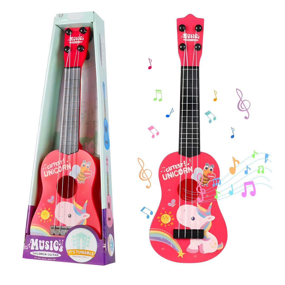 42cm Kindergitarre Mit 4 verstellbaren Saiten Ukulele Gitarre Spielzeug für Kleinkinder Anfänger Jun