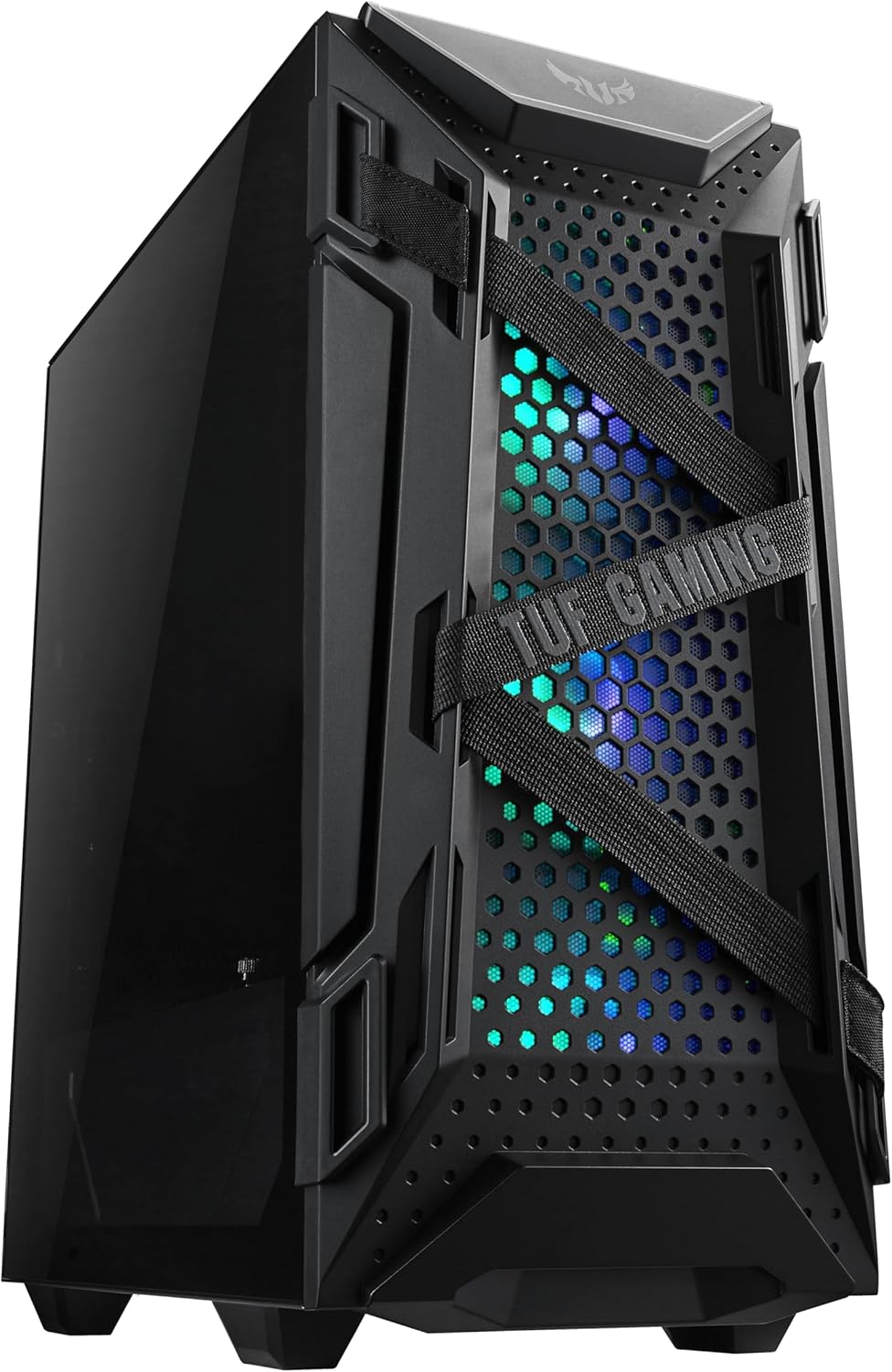 ASUS TUF Gaming GT301 kompaktes PC Gehäuse (Mid-Tower, Seitenwand aus Glas, 120mm Aura-RGB-Lüfter, A
