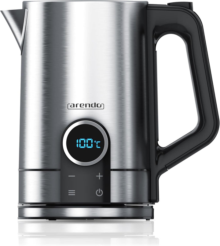Arendo - Wasserkocher mit Temperatureinstellung - Edelstahl - Temperaturauswahl 40-100 Grad - LED Di