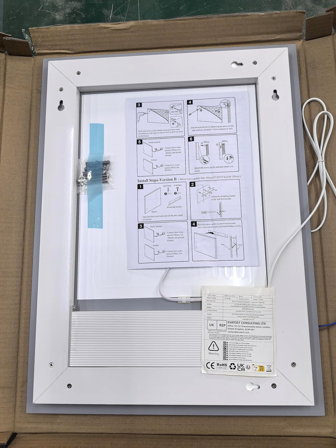 Badspiegel mit Beleuchtung,Rechteckig 50 * 70cm,Wandspiegel LED Badspiegel,3 Lichtfarben Dimmbar,mit