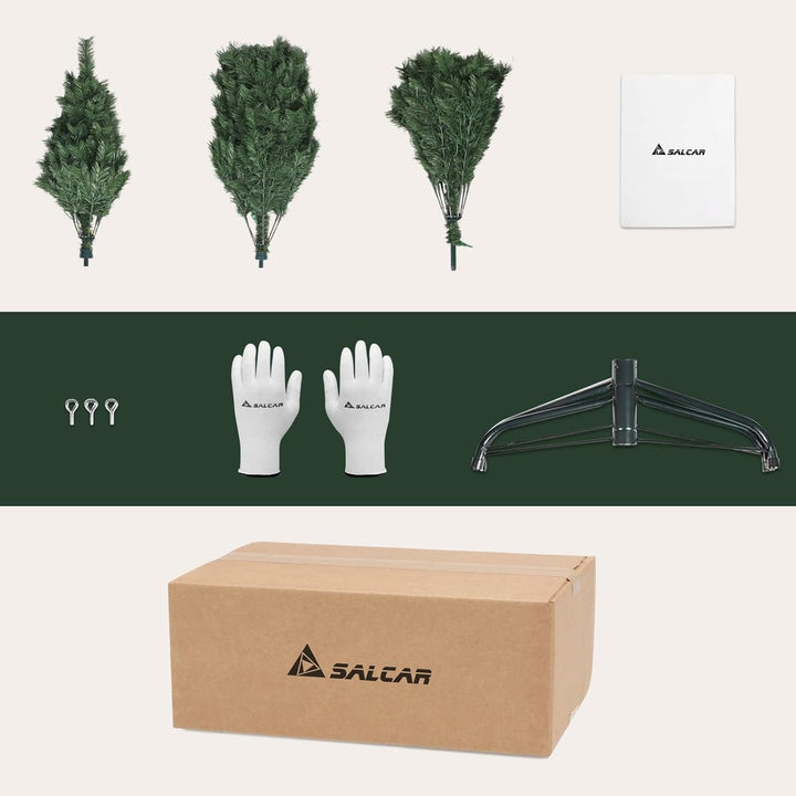 SALCAR Künstlicher Weihnachtsbaum 210 cm, Tannenbaum Künstlich mit Handschuhen und Metallständer, Ch