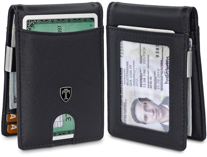 Travando Atlanta Herren-Geldbörse mit Geldklammer, Vordertasche, schmal, RFID-blockierend, Kreditkar