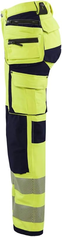 Blaklader 719716423389 Damen 4-Wege Stretch Hi-Vis Hose, High Vis Gelb/Marineblau