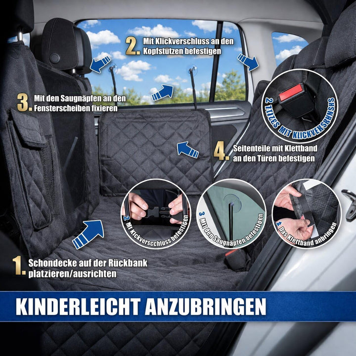 BigDean Autoschondecke Hund Rücksitz mit Sichtfenster & Seitenschutz | Wasserdichte Hundedecke Auto