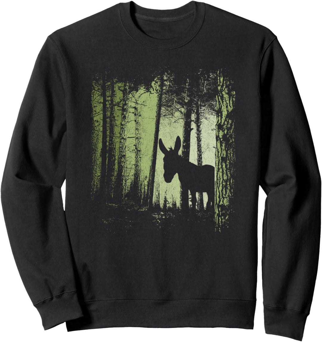 Dämmerung Zwielicht Wald Esel Maultier Silhouette Sweatshirt