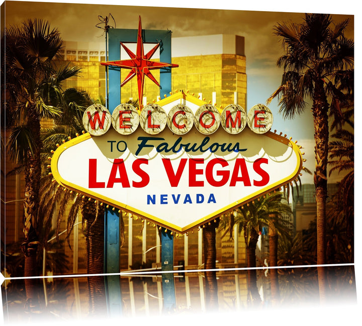 Las Vegas Ortseingangsschild Format: 100x70 auf Leinwand, XXL riesige Bilder fertig gerahmt mit Keil