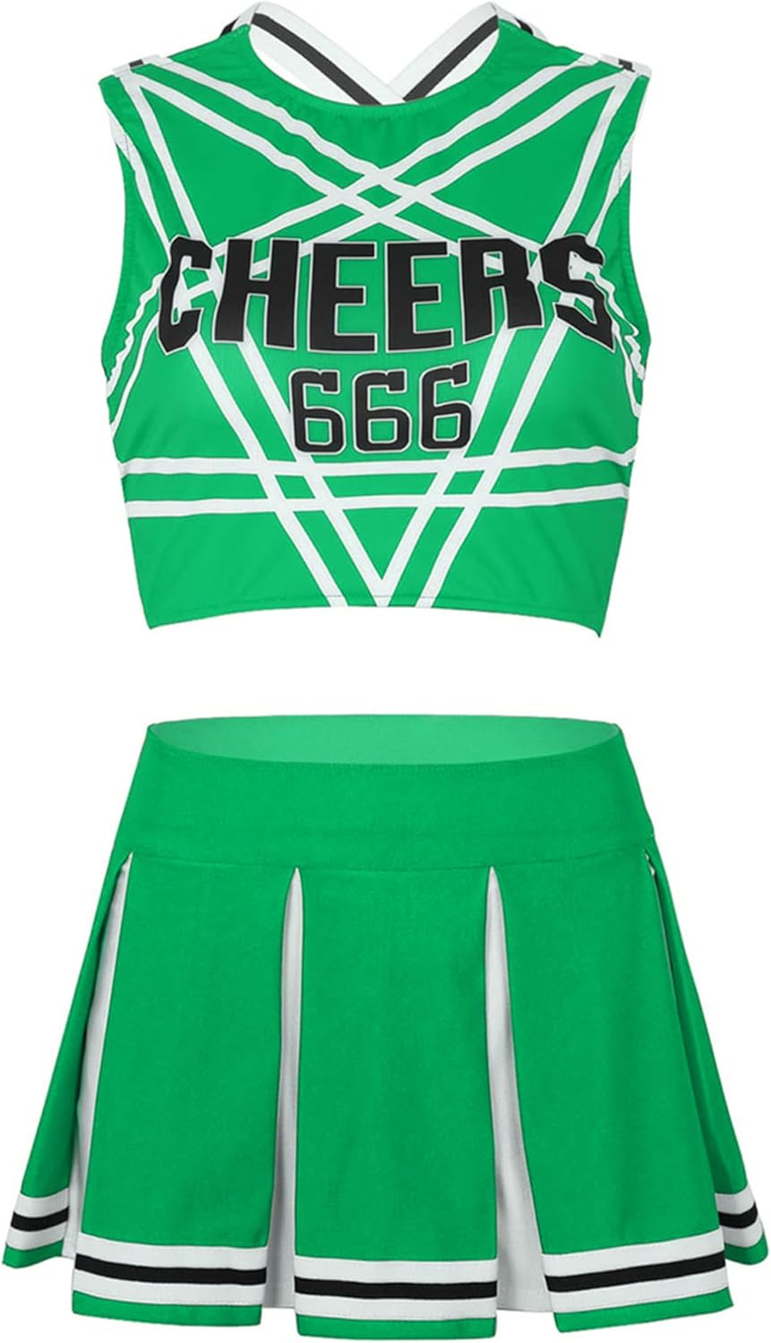 MSemis Damen Cheerleading Kostüm Cheer Leader Uniform Karneval Fasching Party Halloween Kostüm Kleid