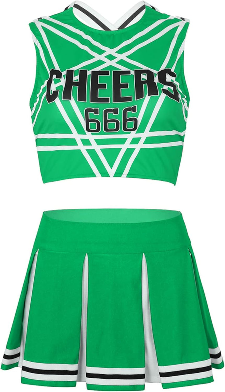 MSemis Damen Cheerleading Kostüm Cheer Leader Uniform Karneval Fasching Party Halloween Kostüm Kleid
