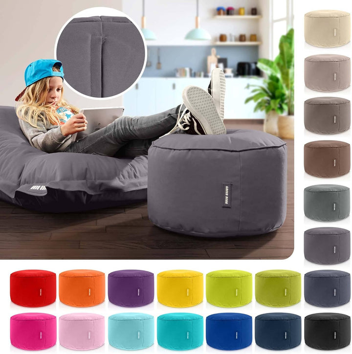 Green Bean Sitzsack-Hocker 45x25cm mit EPS-Perlen Füllung - Fusshocker Fusskissen Sitz-Pouf für Sitz