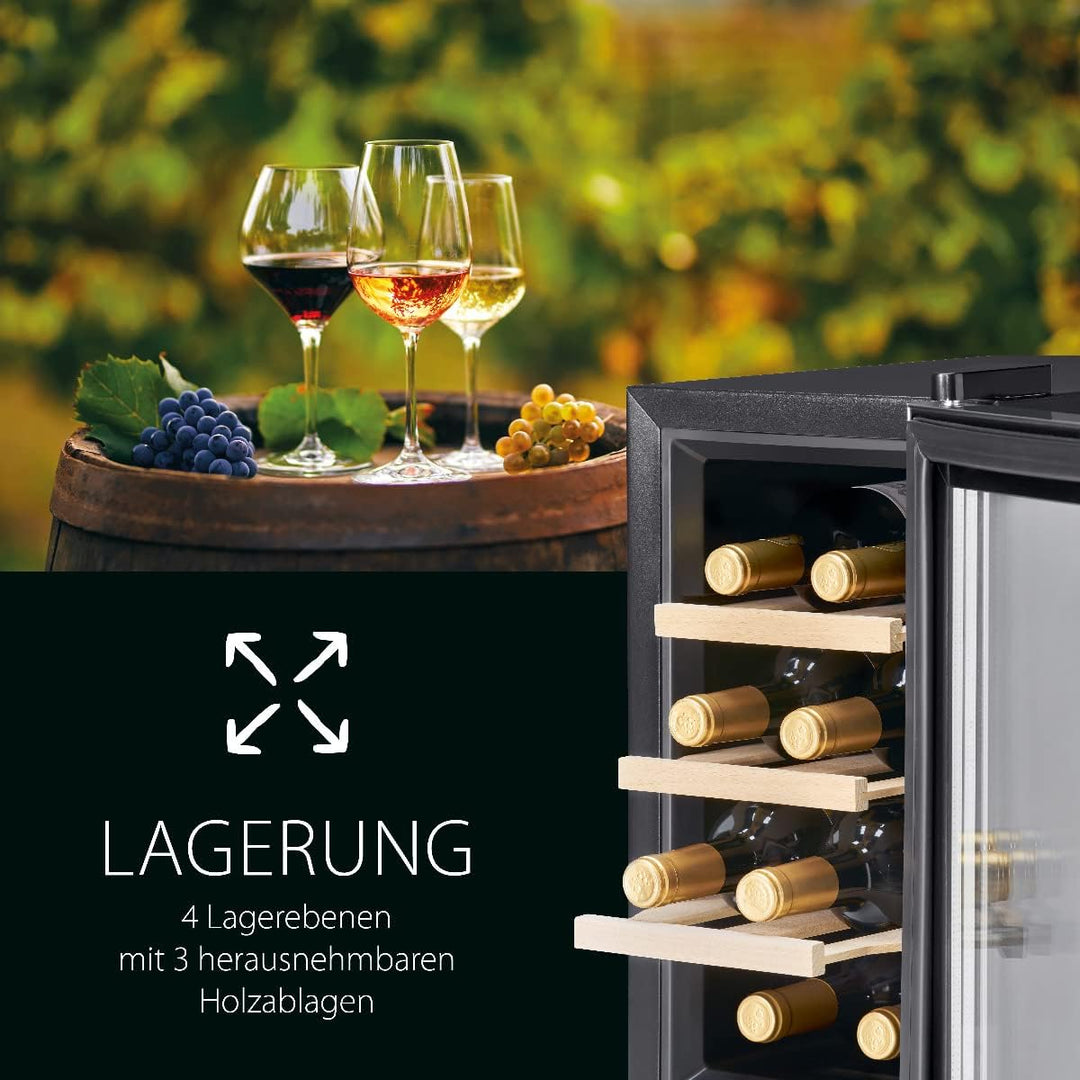 ProfiCook® Weinkühlschrank für 8 Flaschen, Getränkekühlschrank mit UV-beständiger Glastür, Weinkühle