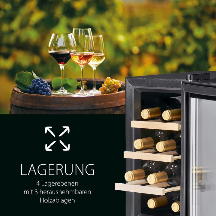ProfiCook® Weinkühlschrank für 8 Flaschen, Getränkekühlschrank mit UV-beständiger Glastür, Weinkühle