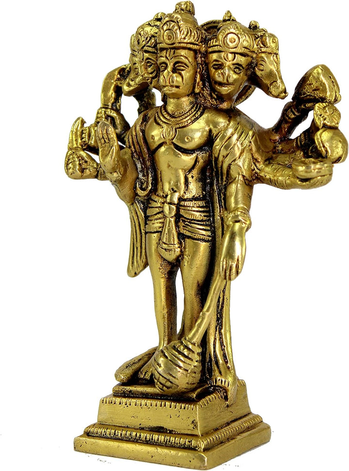 eSplanade Brass Panchmukhi Hanuman Anjaneya Pavan Putra Bajrangbali Idol Murti Moorti Statue (6.5 In