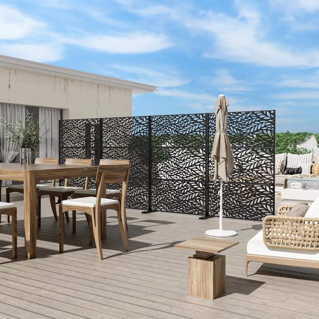Paravent Outdoor, 120x180cm Freistehender Sichtschutz aus Stahl, Windschutz für Terrasse und Garten,