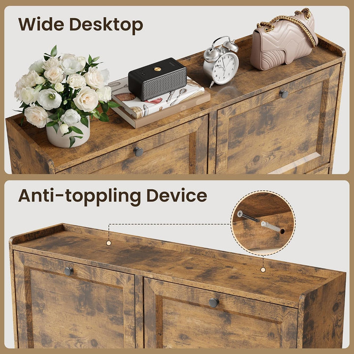 Bealife Schuhschrank mit 4 Klappen – dünner und moderner Schuhschrank mit eingezäunter Decke, Staura