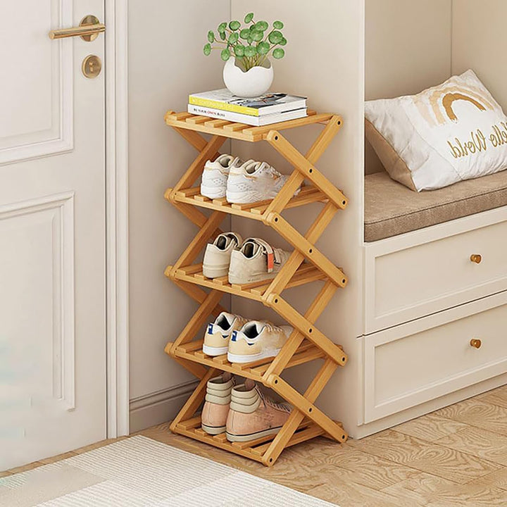 Vertikales Schuhregal klein, 5 Ebenen, tragbar, zusammenklappbar, ohne Installation, freistehendes S