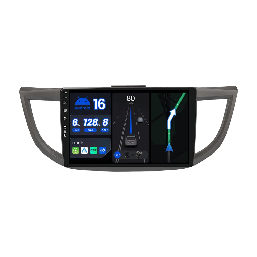 [6G+128G] - Android 12 IPS Autoradio Passt für Honda CRV (2012-2016) - Kabellos CarPlay/Android Auto