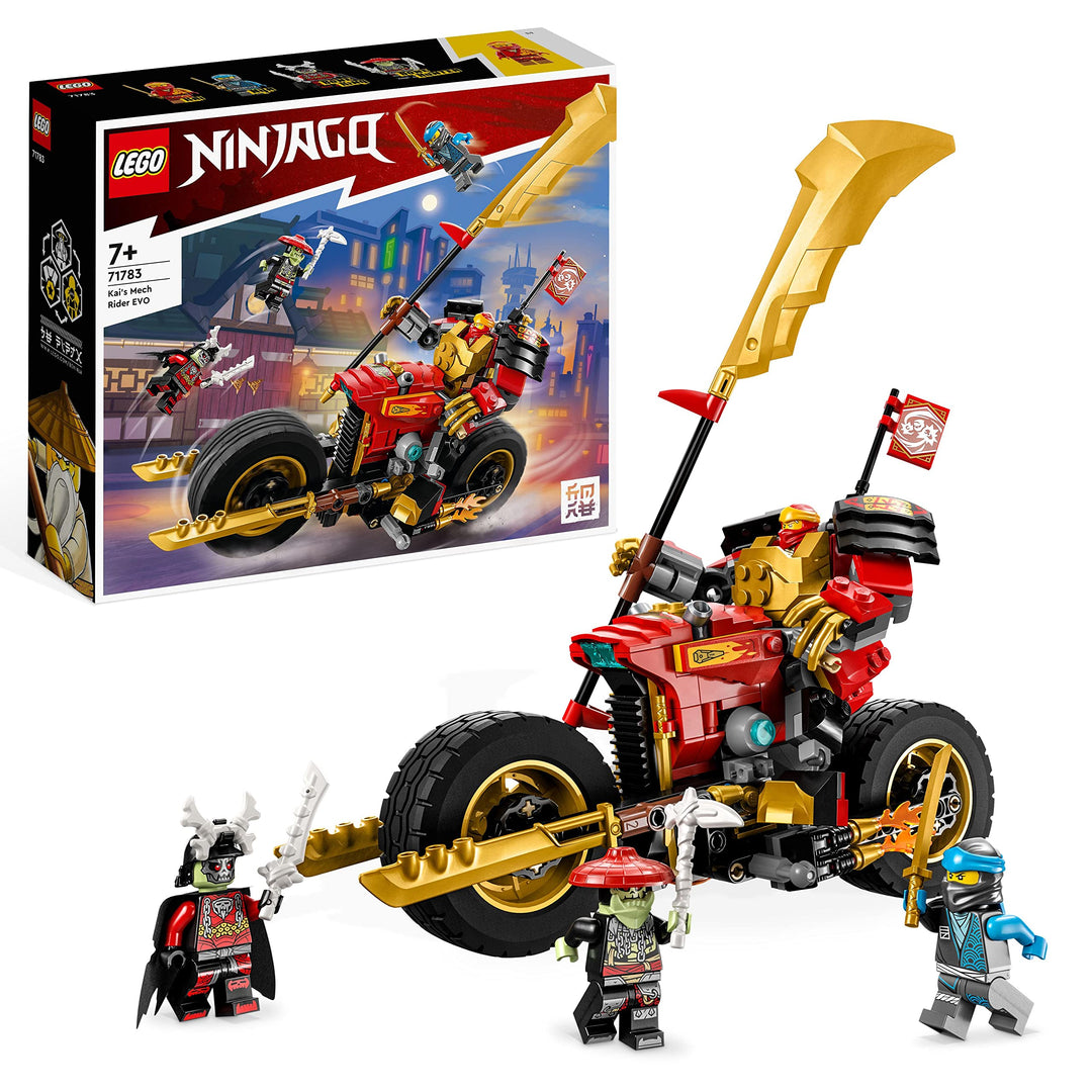 LEGO 71783 NINJAGO Kais Mech-Bike EVO, Aufrüstbares Ninja-Motorrad Spielzeug mit 2 Minifiguren – Kai