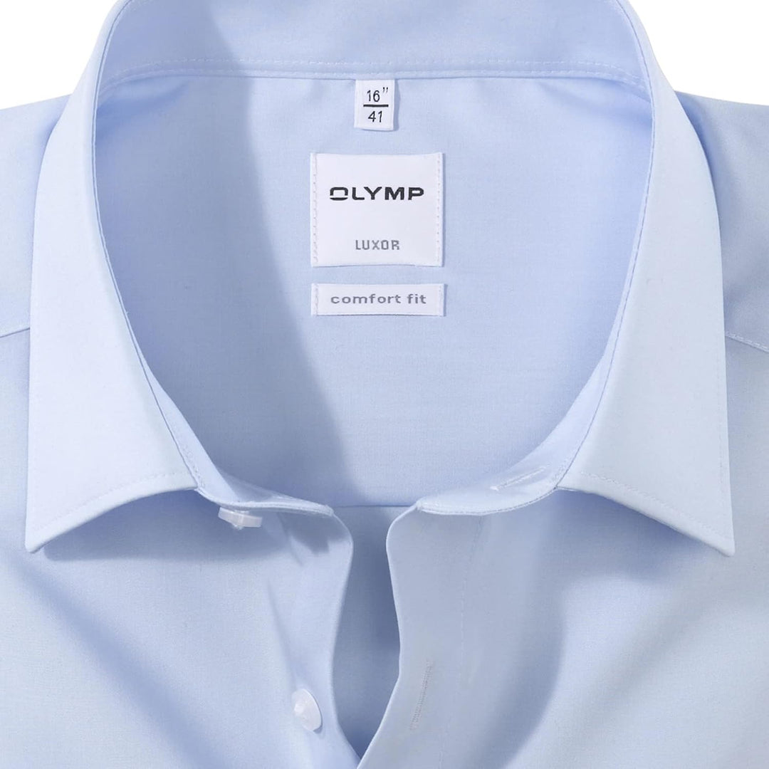OLYMP Herren Businesshemd Langarm Luxor,Einfarbig,Comfort fit,New Kent 44 Hellblau, 44 Hellblau