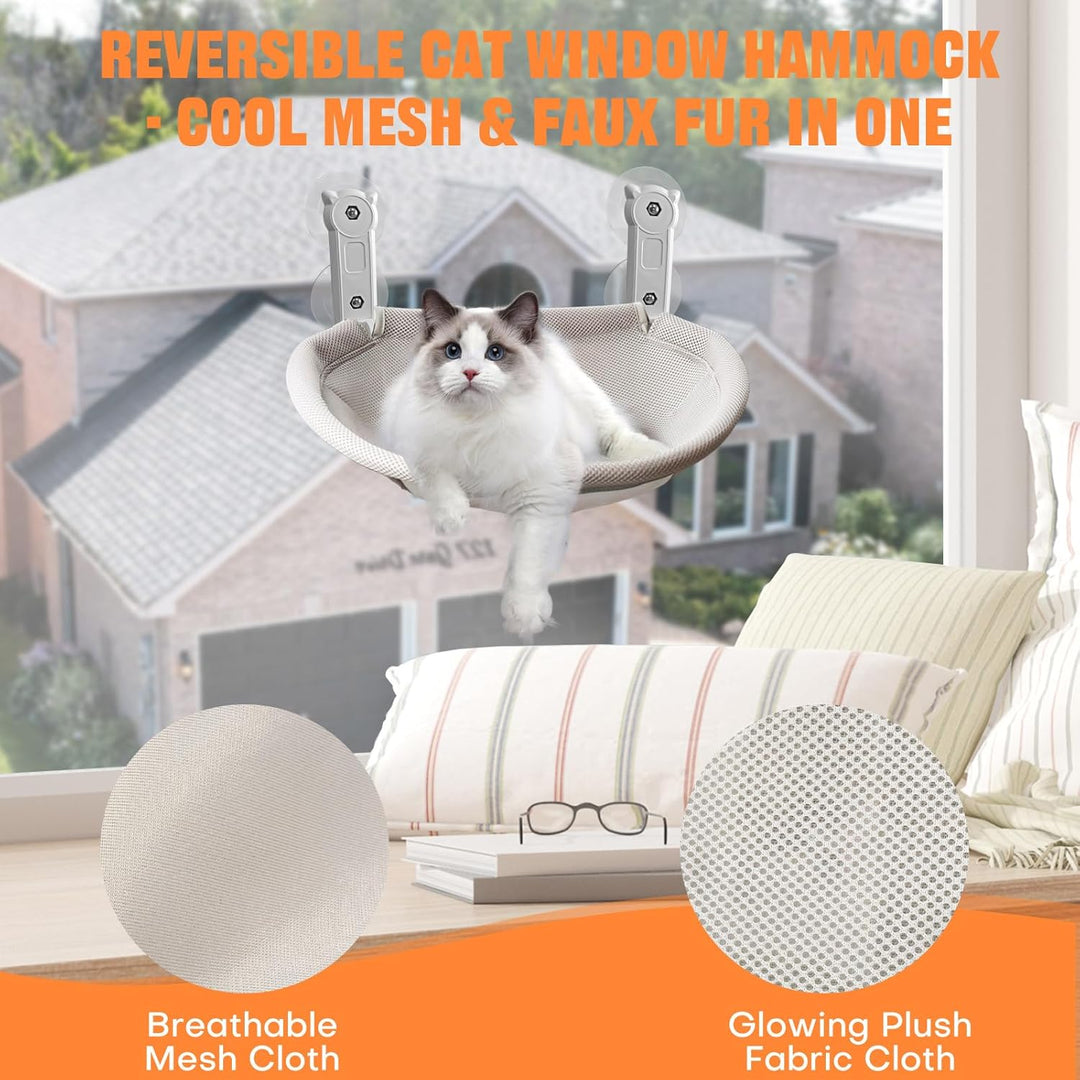 Homegroove Katzenfenster-Sitzplatz, 45 x 30 Zentimeter Faltbare Katzenhängematte für Fenster mit sta