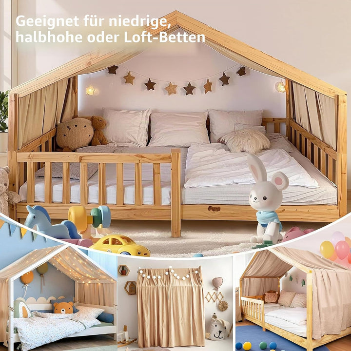 Home Bettbezug mit Goldener Applikation, handgefertigt aus 100% Baumwoll-Musselin, Stoffhimmel für d